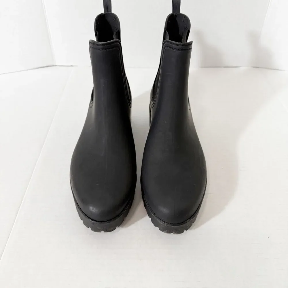 Jeffrey Campbell Womens Matte Black Chunky Platform Chelsea Rain Boot Size 11